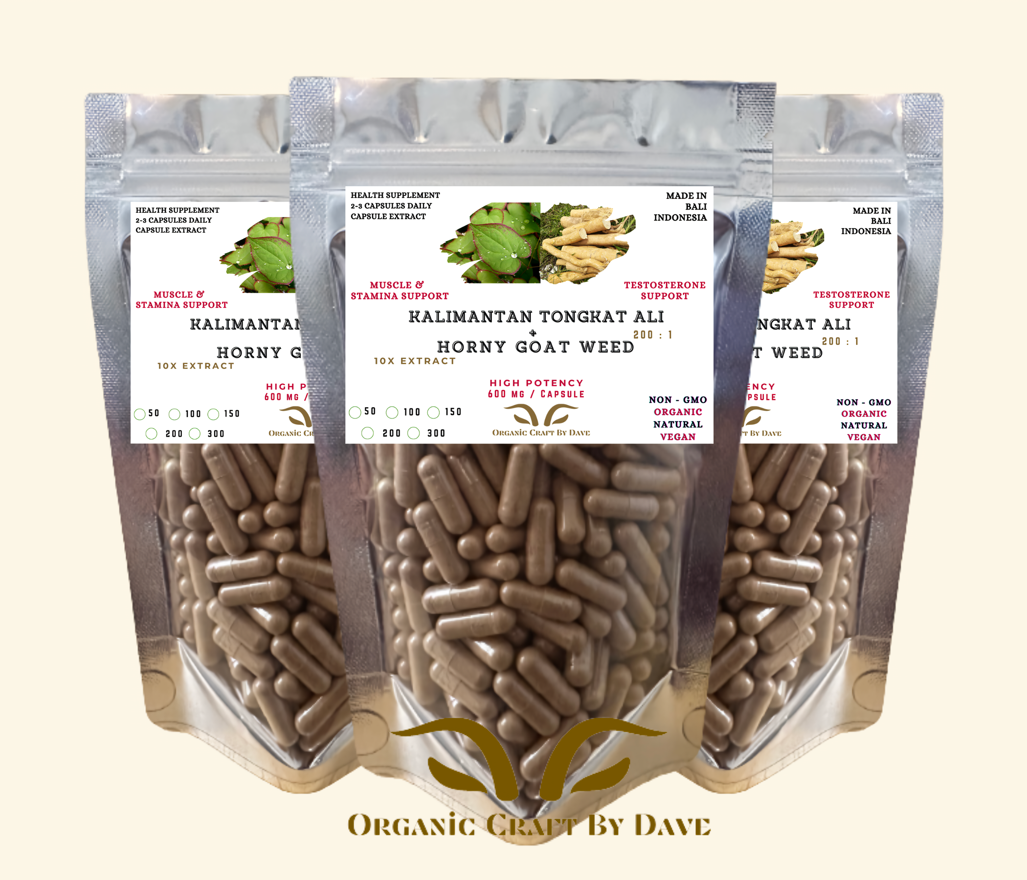 Tongkat Ali + Horny Goat Weed Extract Capsules – Natural Vitality Supplement for Men