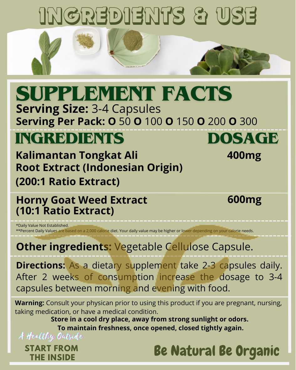 Tongkat Ali + Horny Goat Weed Extract Capsules – Natural Vitality Supplement For Men - Image 3