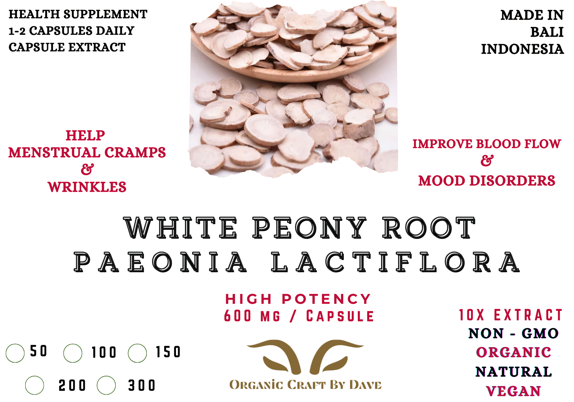 White Peony Capsules (Paeonia lactiflora) – Enhance Women’s Hormonal Balance, Menstrual Health, and Overall Wellness Naturally - Image 2